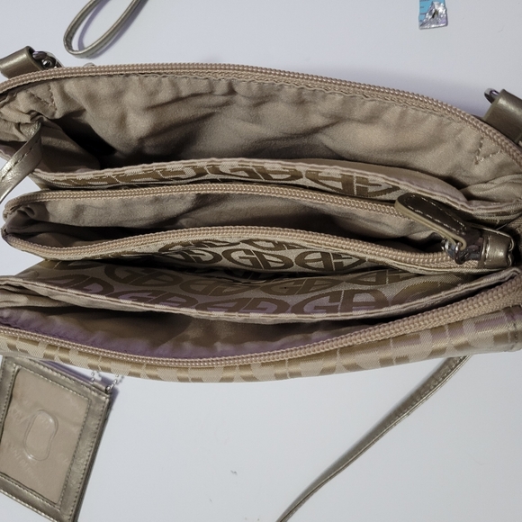 Gianni Bernini Crossbody/Wristlet Zip Top GB Logo Purse Gold Silver Hardware - Picture 11 of 16